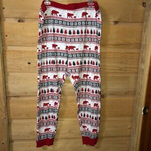Christmas Pajama pants/bottoms trees bears snow mens XL Cotton red black bears